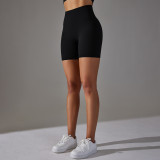 Seamless Solid Color Jacquard High Waist Tummy Control Butt Lift Yoga Shorts Sports Running Fitness Pants Women