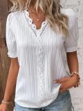 Summer Holidays Fashion Cutout Short Sleeve Blouse For Women