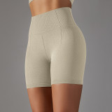 Seamless Solid Color Jacquard High Waist Tummy Control Butt Lift Yoga Shorts Sports Running Fitness Pants Women