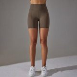 Seamless Solid Color Jacquard High Waist Tummy Control Butt Lift Yoga Shorts Sports Running Fitness Pants Women