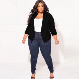 Plus Size Women Solid Long Sleeve Blazer