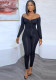 Women Sexy Solid V-Neck Off Shoulder Solid Long Sleeve Jumpsuit