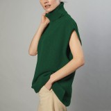 Women Casual Turtleneck Sleeveless Sweater