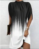 Women Round Neck Oversized Bat Sleeves Round Neck Dress