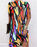 Women Round Neck Oversized Bat Sleeves Round Neck Dress