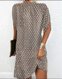 Women Round Neck Oversized Bat Sleeves Round Neck Dress