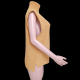 Women Casual Turtleneck Sleeveless Sweater