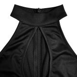 Women Solid Sexy Halter Neck Cutout Jumpsuit