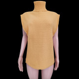 Women Casual Turtleneck Sleeveless Sweater