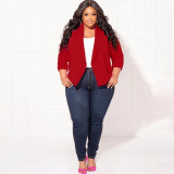 Plus Size Women Solid Long Sleeve Blazer