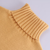 Women Casual Turtleneck Sleeveless Sweater