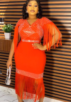 Plus Size Women African Beaded Fringe Dress Plus Size Women African Beaded Fringe Dress