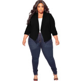 Plus Size Women Solid Long Sleeve Blazer