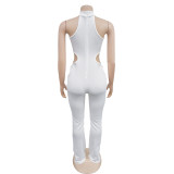 Women Solid Sexy Halter Neck Cutout Jumpsuit