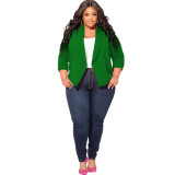 Plus Size Women Solid Long Sleeve Blazer