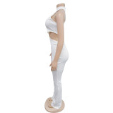 Women Solid Sexy Halter Neck Cutout Jumpsuit