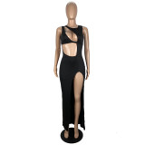 Spring summer women's fashion solid color asymmetrical sexy dress