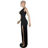 Spring summer women's fashion solid color asymmetrical sexy dress