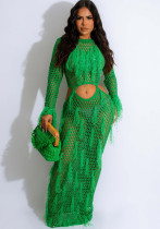 Women's Tassel Knitting Casual Hollow Sequin Beach Long Dress Women's Tassel Knitting Casual Hollow Sequin Beach Long Dress
