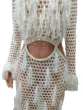 Women's Tassel Knitting Casual Hollow Sequin Beach Long Dress