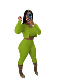 Solid Color Knitting Sexy Slim Three-Piece Cardigan Pants Set