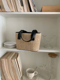 Korean Grass Woven Beach Bag Summer Casual Holidays Women's Cabbage Basket Portable Shoulder Messenger Bag