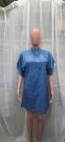 Women Round Neck Oversized Bat Sleeves Round Neck Dress