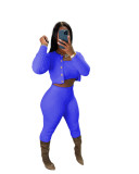 Solid Color Knitting Sexy Slim Three-Piece Cardigan Pants Set