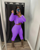 Solid Color Knitting Sexy Slim Three-Piece Cardigan Pants Set