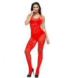 Women Hollow Jacquard Camisole One-Piece Net Stockings Sexy Lingerie