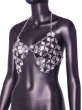 Women Summer Cutout Shiny Crystal Vest