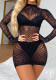 Women Long Sleeve Cutout Backless Bodycon Mesh Dress Sexy Lingerie