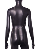 Women Metal Rhinestone Camisole Sexy Backless Tank Top