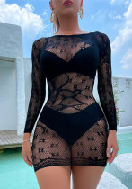 Women Long Sleeve See-Through Mesh One Piece Sexy Lingerie Women Long Sleeve See-Through Mesh One Piece Sexy Lingerie