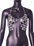 Women Summer Cutout Shiny Crystal Vest