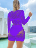 Women Long Sleeve See-Through Mesh One Piece Sexy Lingerie