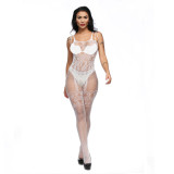 Women Hollow Jacquard Camisole One-Piece Net Stockings Sexy Lingerie