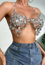 Women Summer Cutout Shiny Crystal Vest