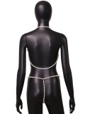 Women Summer Sexy Pearl Halter Neck Two-Piece Set
