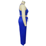 Women's Sleeveless Open Waist Bolero Elastic Waist Wide Leg Pants Plus Size Set