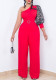 Belted Women's Slash Shoulder Sexy Slim Waist Chic Wide Leg Plus Size Jumpsuit