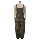 Suspenders Cargo Pants Hip Hop Loose Camouflage Plus Size Jumpsuit Fall