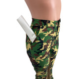 Summer Fashion Camo Patchwork Bootcut Casual Pants
