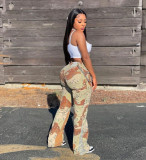 Summer Fashion Camo Patchwork Bootcut Casual Pants