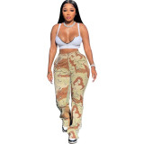 Summer Fashion Camo Patchwork Bootcut Casual Pants