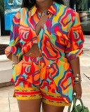 Women's Fashion Print Chic Career Two-Piece Set