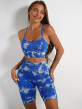 Seamless Knitting Tie-Dye Yoga Clothing Fitness Suit Sports High Waist Elastic Pants Women