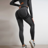 Long-Sleeved Yoga Top Slim Fitted Trousers Fitness Top Knitting Yoga Clothing