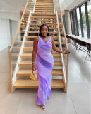 Women's Elegant Chic Print Long V-Neck Evening Dress