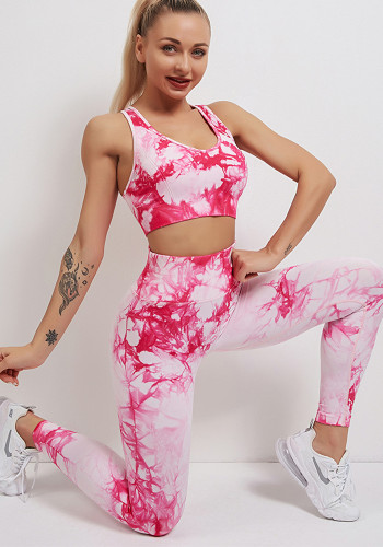 Tie Dye Yoga Wear Women's Sports Gym Suit Comfortable High Waist Stretch Tight Fitting Yoga Pants